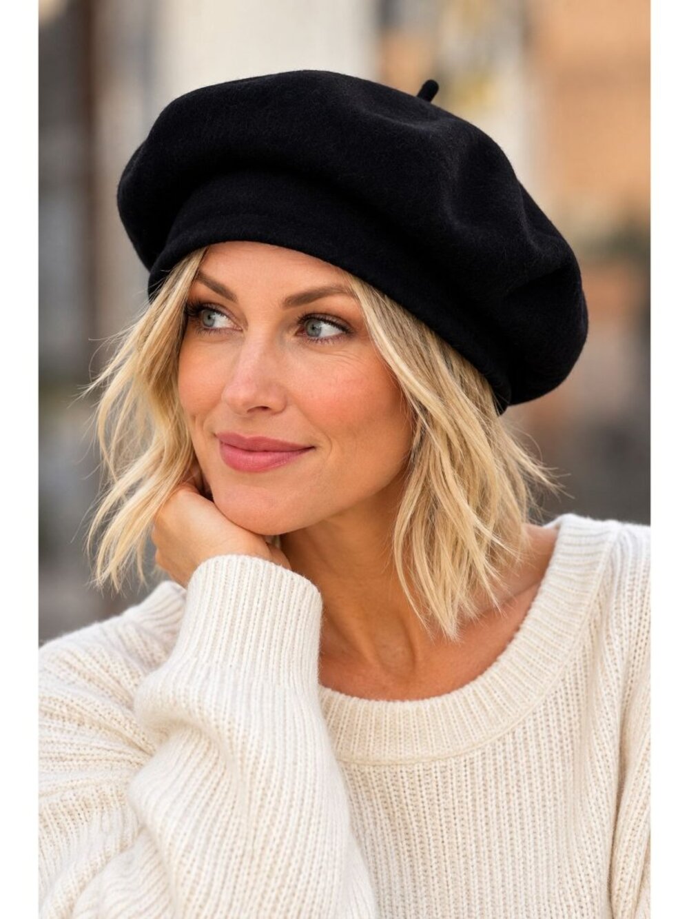 Wilfred Maybe Beret Black 100% Wool One Size NWT